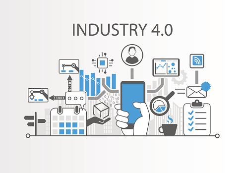 Industry 4.0 vector illustration background as example for internet of things technology